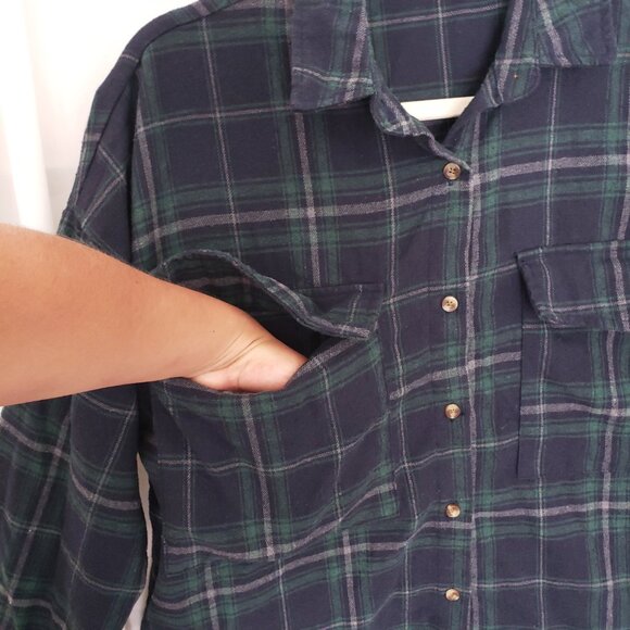 Spoon Jeans Multicolor Plaid Collar Button Up Long Sleeve Shirt Size M - Picture 9 of 16